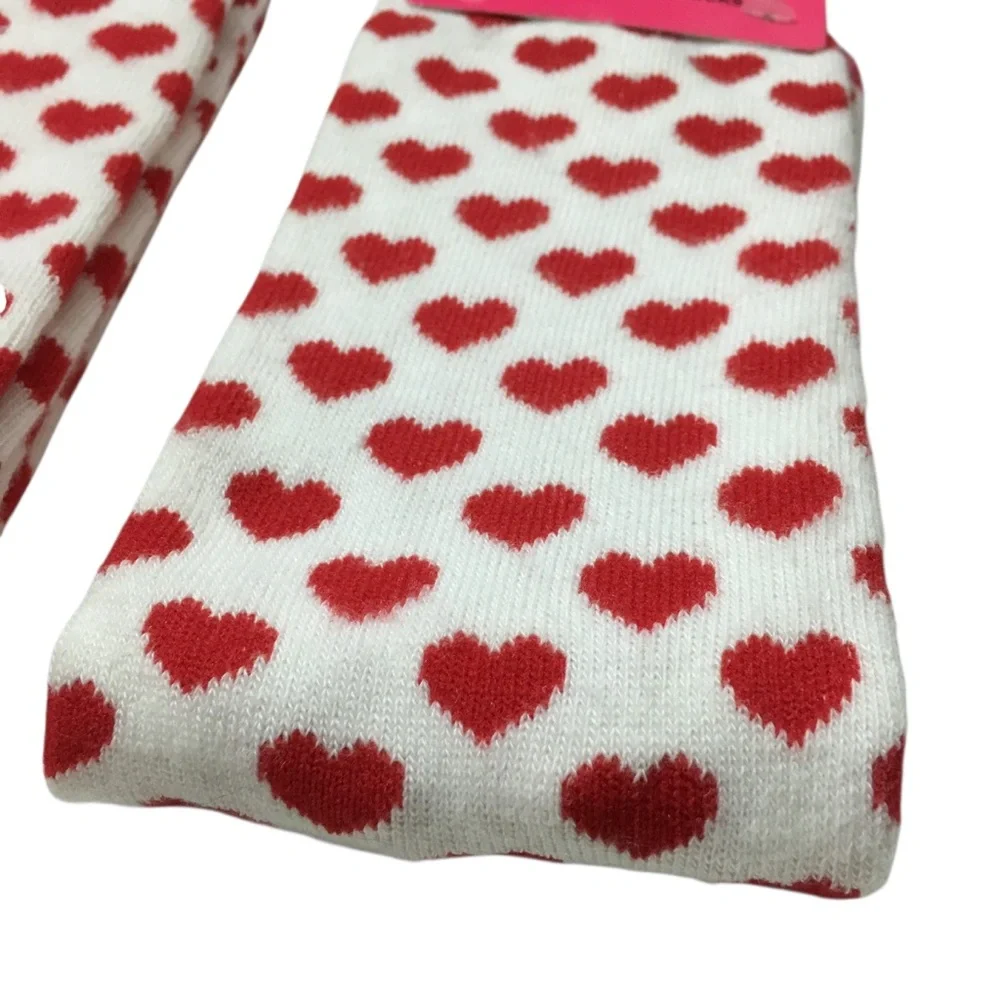 JOE BOXER Women Socks Hearts Heart Novelty Print Red White 2 Pair NWT